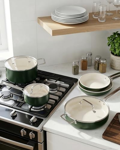 Pots and Pans Set Nonstick Creamic Cookware Sets Oven Safe