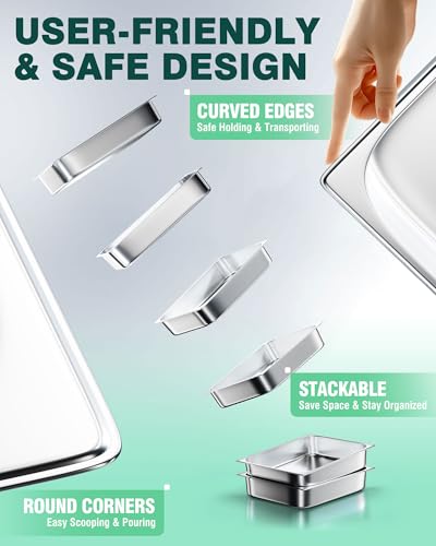 Stainless Steel Steam Table Hotel Pan Set 1 (2.5" Deep / 1/2 Size Thickened)