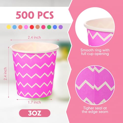 500 Pcs Disposable Paper Cups Small (Multicolor / Strip)
