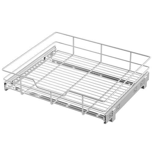 Pull Out Cabinet Organizer 20" W X 17" D (1 Tier - Chrome-Plated / 20" W X 17" D)