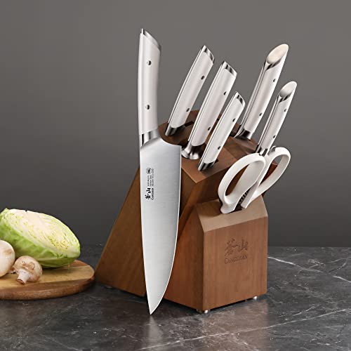 HELENA Series German Steel Forged Knife Block Set (8-Piece / White)
