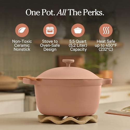 Perfect Pot 5.5 Qt Nonstick Ceramic Pot & Dutch Oven with Lid (5.5 Quarts / Spice)
