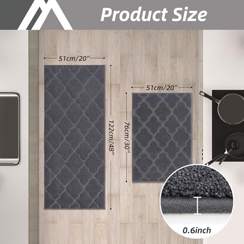 Soft Kitchen Rugs Set of 2 Non Slip 20"x30"+20"x48" (8 Sq Ft)
