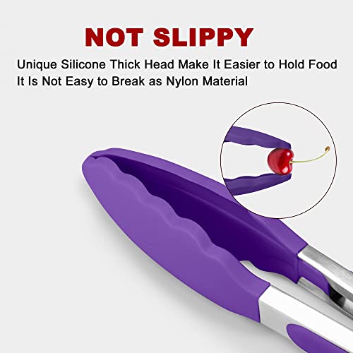 2 Pack Silicone Kitchen Tongs (Purple)