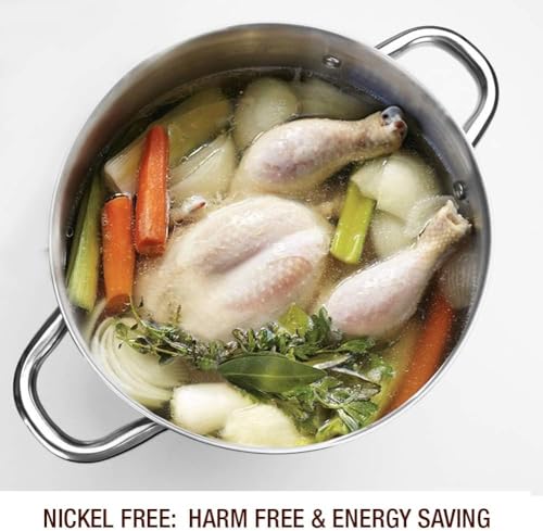 10 Quart Stock Pot With Glass Lid (Shiny Silver - Mirror Polished Stainless Steel / 10 Quarts)