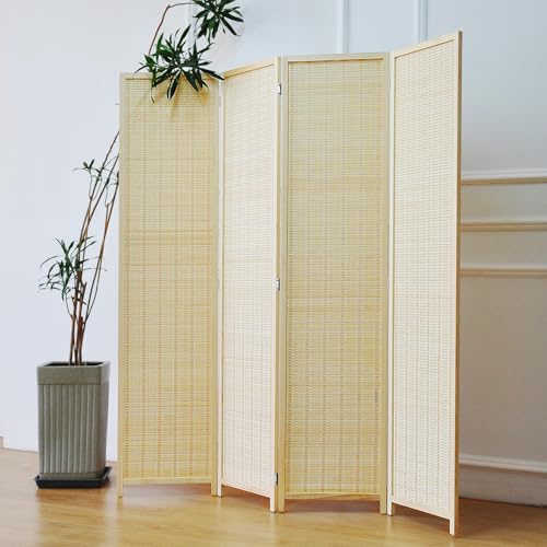 4 Panel Bamboo Room Divider (Beige / 4 Panel)
