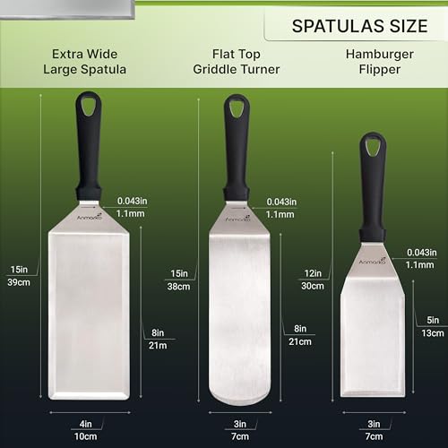 Metal Spatula Griddle Accessories Set (Plastic handle set)