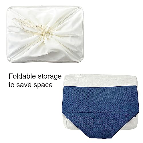 Organization and Storage Basket for Shelves (White & Blue / 3PCS/Extra Jumbo - 20.5Lx15.7Wx13.8H)