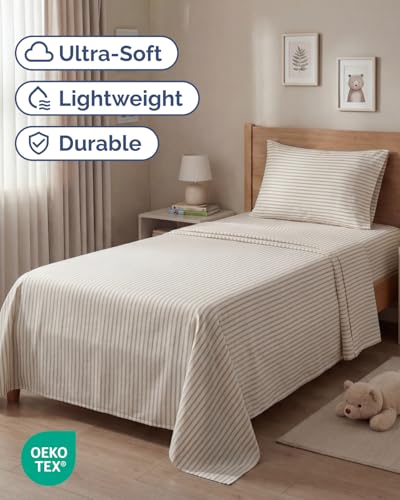 Twin Size 3 Piece Sheet Set (44 - Beige Stripes 2 / Twin)
