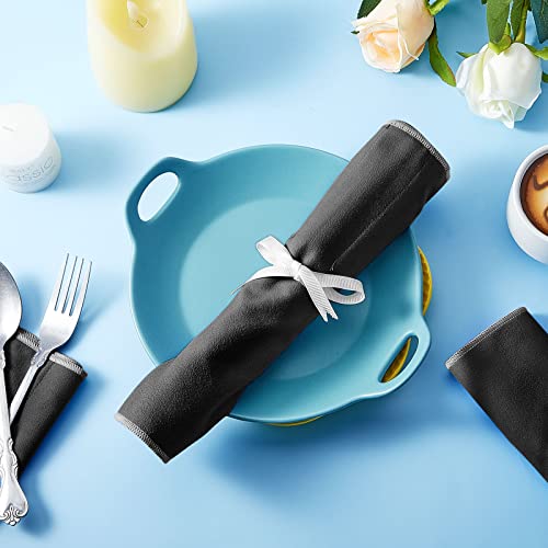 12 Pcs Anti Tarnish Silverware Storage Bags Felt (12 Slots / Black)