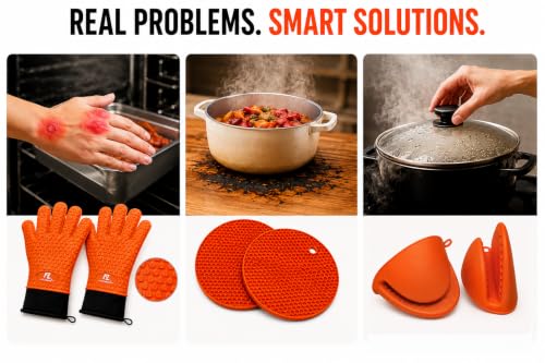 Silicone Oven Gloves (Orange)