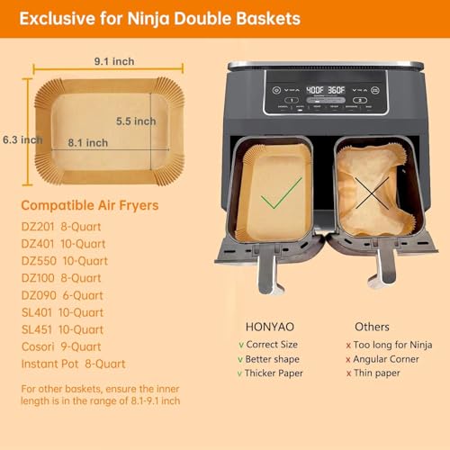 200pcs Rectangle Air Fryer Paper Liners (200 Count)