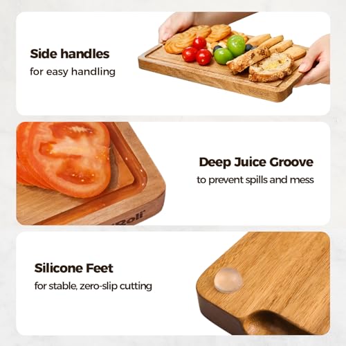 Small Acacia Wood Cutting Board for Kitchen (11.5"L x 7"W)