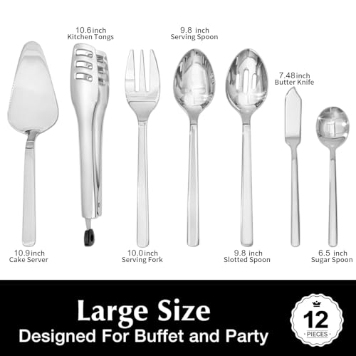 12 piece Large Hostess Serving Utensils Set (12 / Silver)