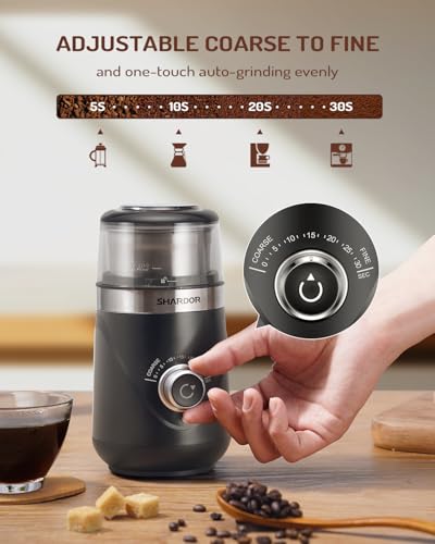 Adjustable Coffee Bean Grinder Electric (Matte Black / 1 Bowl)