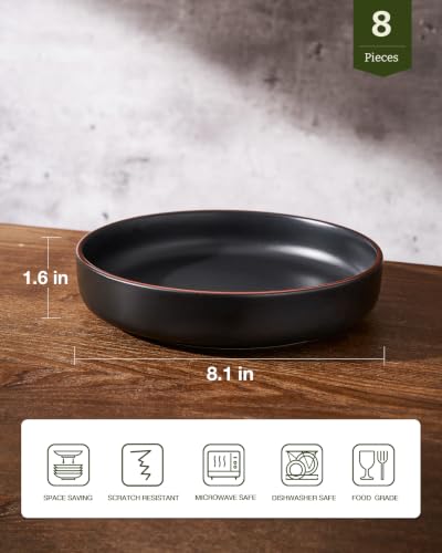 Mercury Pasta Bowls Set of 8 (Black / 8 pcs)