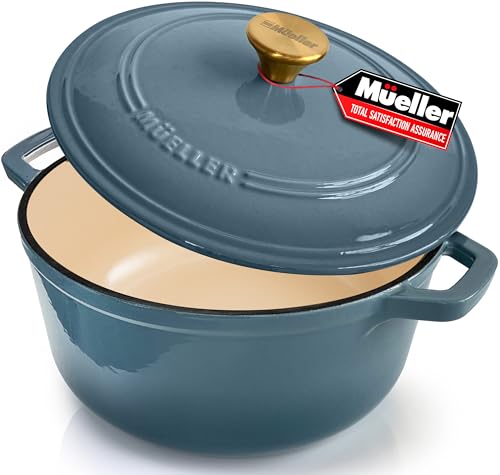 Cast Iron Pot Dutch Oven (4.5 Quart -Round / Mineral Blue)