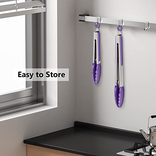 2 Pack Silicone Kitchen Tongs (Purple)