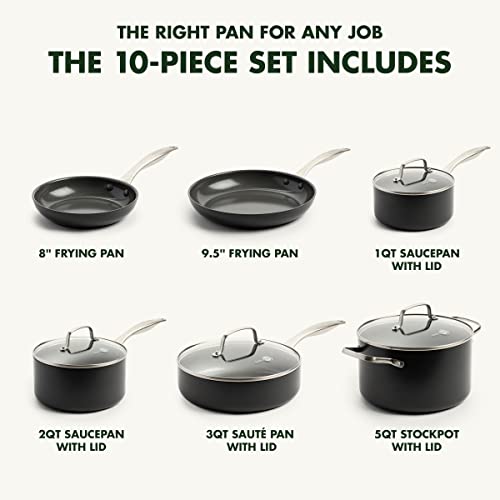 Canterbury Hard Anodized Healthy Ceramic Nonstick (10 Piece Cookware Set / Black)