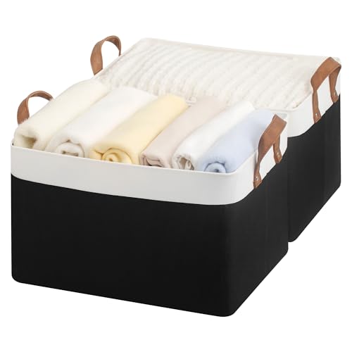 Closet Storage Bins (Black and White / 16 ½" L x 12" W x 10 ¼" H)