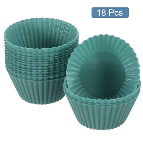 18Pcs Silicone Cupcake Liners (Dark Green / 2.8")