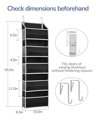 1 Pack Over The Door Organizer (Black / 1 Pack-5 Tier)