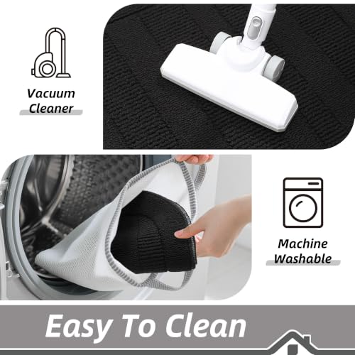 30x18 Inch Kitchen Rugs Non Slip Washable Kitchen Sink Rug (1'6" x 2'6" (Semicircular) / Black)