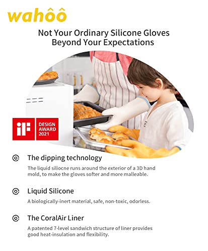 wahoo 12 Inch Liquid Silicone Oven Mitts (White / XL/10)