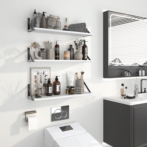 Floating Shelves for Wall (White / 27.56"W x 5.9"D x 5.4"H,Set of 3)