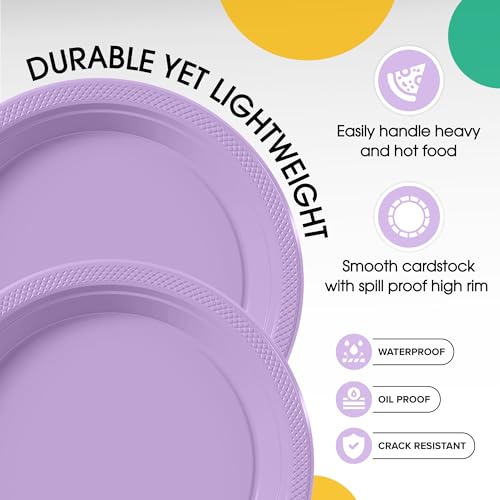 Sturdy Lavender Plastic Plates 9" Party Plates 100 Pcs (9 inch / Lavender)