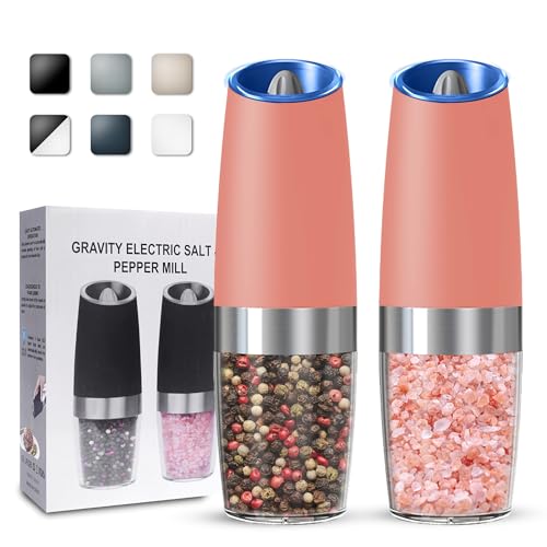 Battery Operated Gravity Salt And Pepper Grinder Set (Pink)