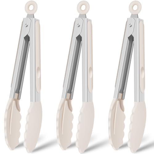 Silicone Kitchen Tongs for Cooking (Khaki)