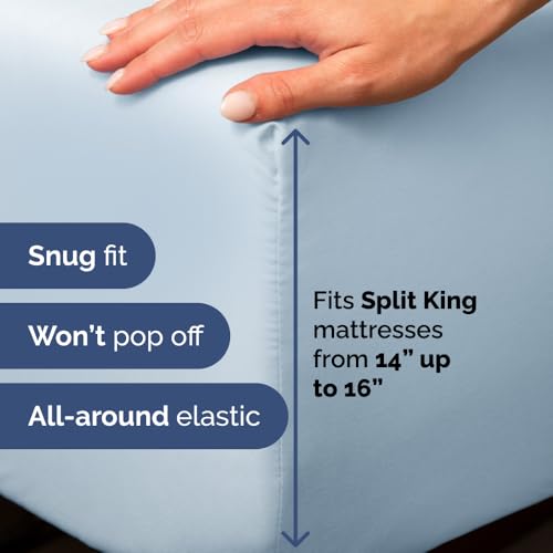 Flex Top Split Head King 4 Piece Sheet Set (24 - Sky Blue / Split Head/Flex Top)