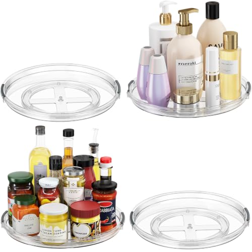4 Pack 12'' Lazy Susan Organizer Turntable for Cabinet (Clear / 4 Pack 12in)