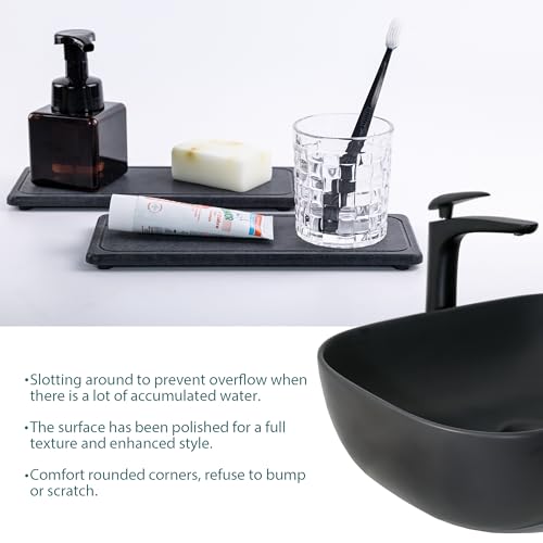 2Pcs Water Absorbent Diatomite Coasters Bathroom Sink Stone Trays (Dark Gray / 10.2" x 3.9")