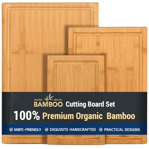 3 piece Bamboo Cutting Boards for Kitchen (3-piece)