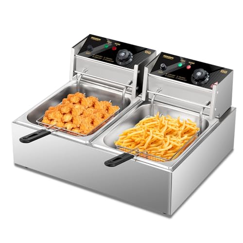 22.8QT Commercial Deep Fryer with Baskets & Lids