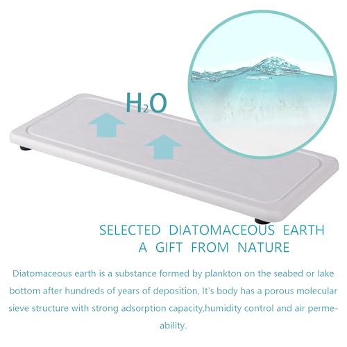 2Pcs Water Absorbent Diatomite Coasters Bathroom Sink Stone Trays (White / 10.2" x 3.9")