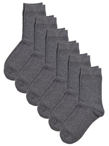 Unisex Kids Boys Girls Soft Cotton School Socks 6 (Medium / Dk. Gray Heather)