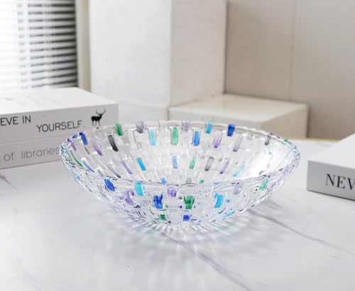 Hand Painted Blue Woven Glass Crystal Salad & Fruit Bowl Decoration (Blue)