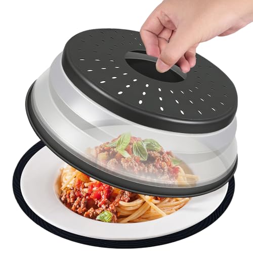 12 Inchs Microwave Splatter Cover & Silicone Mat (black)