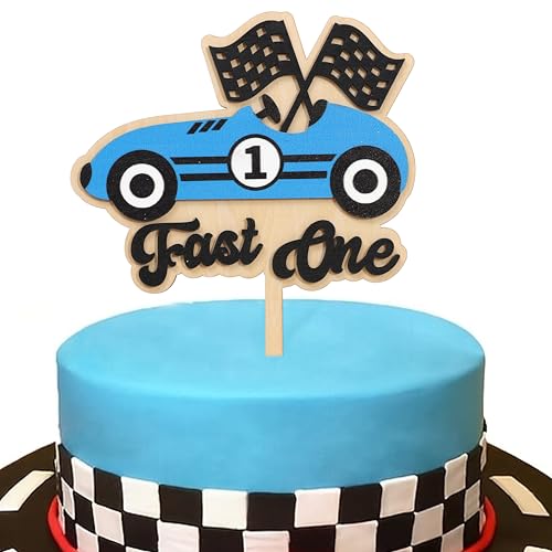 Wooden Fast One Cake Topper (Fastone-blue)