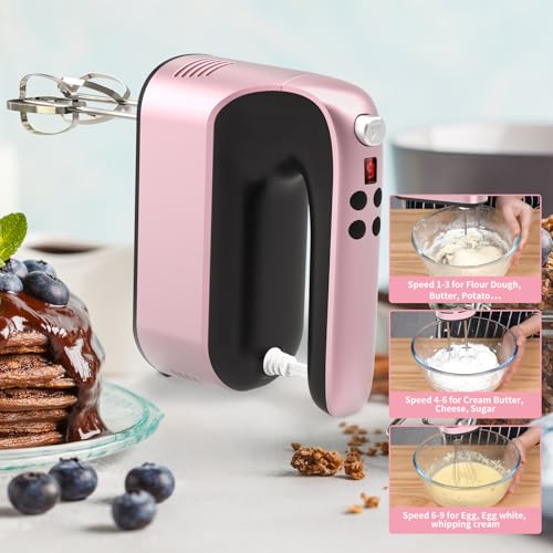 9 Speed Digital Hand Mixer Electric (Rose Gold)