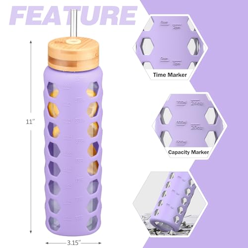 Glass Water Bottle (Purple / 32 Ounces)