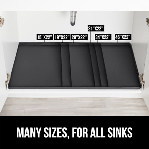 Waterproof Silicone Under Sink Mat (Black / 19"w X 22"l)
