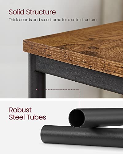 Side Table Small End Table (Rustic Brown + Ink Black)