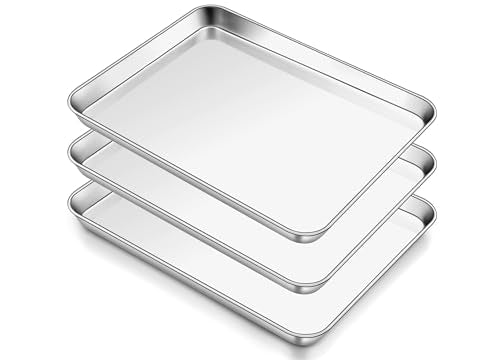 13x9 Inches Stainless Steel Quarter Sheet Pan Set of 3 (12.4x9.7x1)
