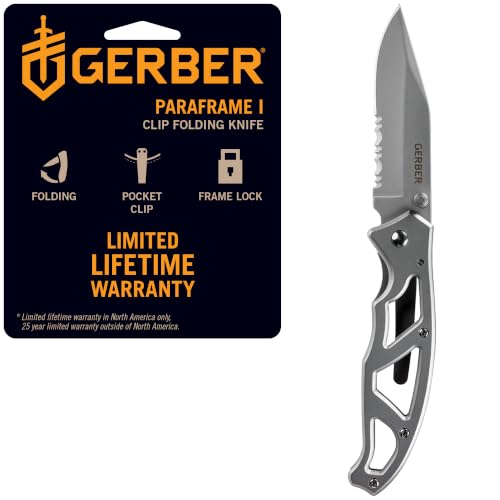 Gear Paraframe I EDC Folding Pocket Knife with Clip (7" / Paraframe I (Serrated Edge - Stainless Steel))