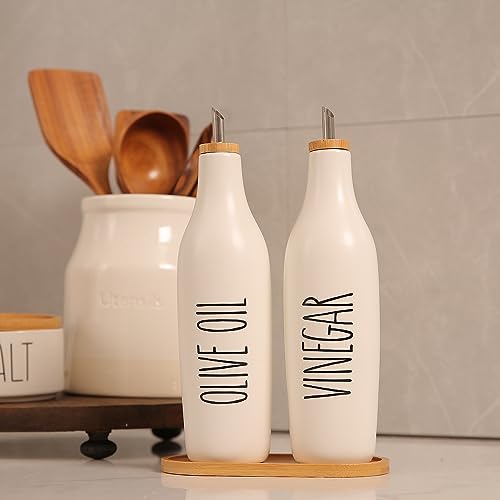 Olive Oil and Vinegar Dispenser Set (Print-White&Tary)