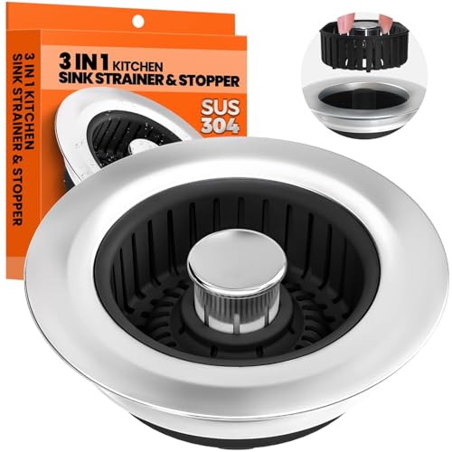 3 in 1 Kitchen Sink Drain Strainer and Stopper Black 1 Pack (1pack / Black)
